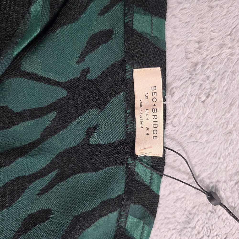 Bec + Bridge Discotheque Zebra One Shoulder Top Emerald Green 4 Womens NWT - Picture 3 of 9